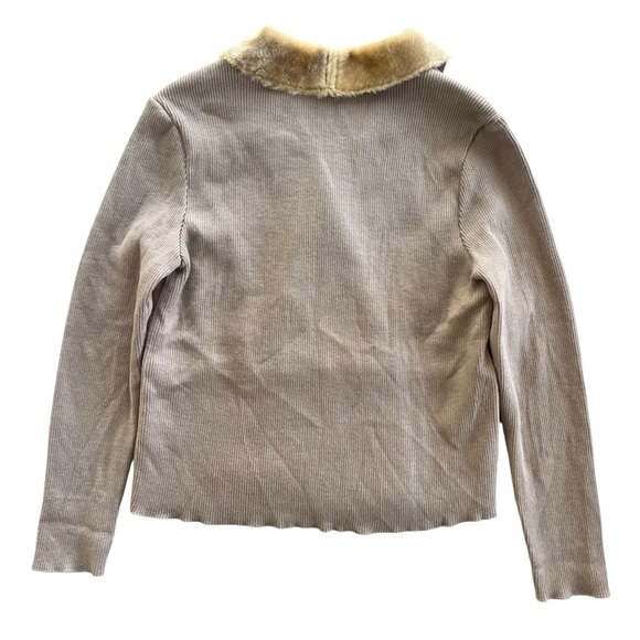 Jaclyn Smith Womens Sz XL Tan Faux Fur Collar Suede Front Knit Penny Lane Jacket - Picture 2 of 16